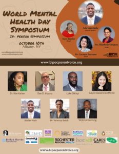 Flyer for World Mental Health Day on October 10th, 2024 in Albany, NY